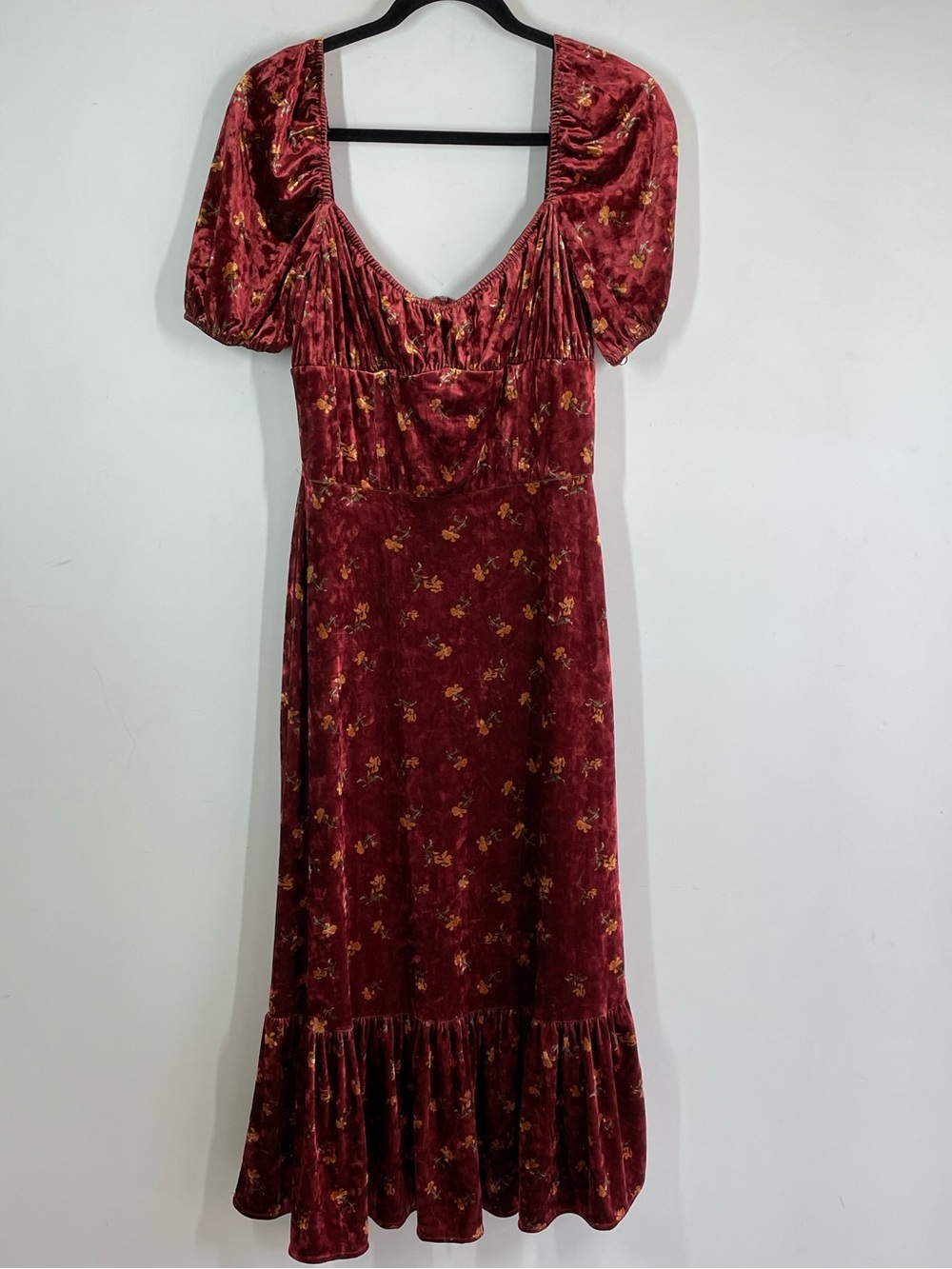 Lait Collection Velvet Floral Maxi Dress Cottagecore Whimsigoth Romantic Large - Picture 2 of 16